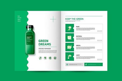 綠色健康果汁產品畫冊內頁版式設計模板 –.