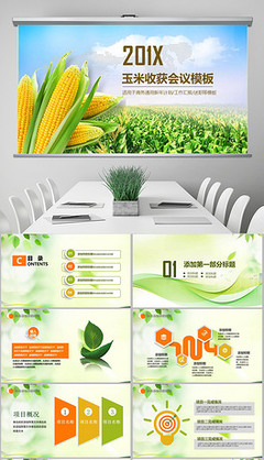 綠色農業(yè)產品農場水稻玉米小麥PPT模板